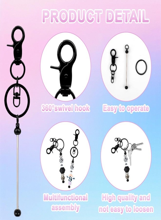 Resflyar 14 PCS Beadable Keychain Bars, Black Blank Keychains for Beads, Metal Keychains Bars Suitable for Bead Keychain, Beaded Key Chain Making Kit for DIY Gift - Image 3